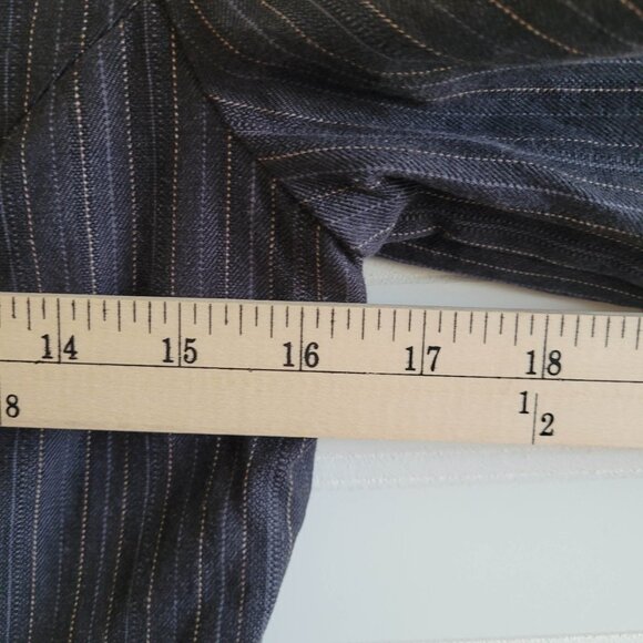 Billabong Denim Blazer Womens Small Black Pinstripe Patch Crest Academia Preppy - Picture 9 of 16